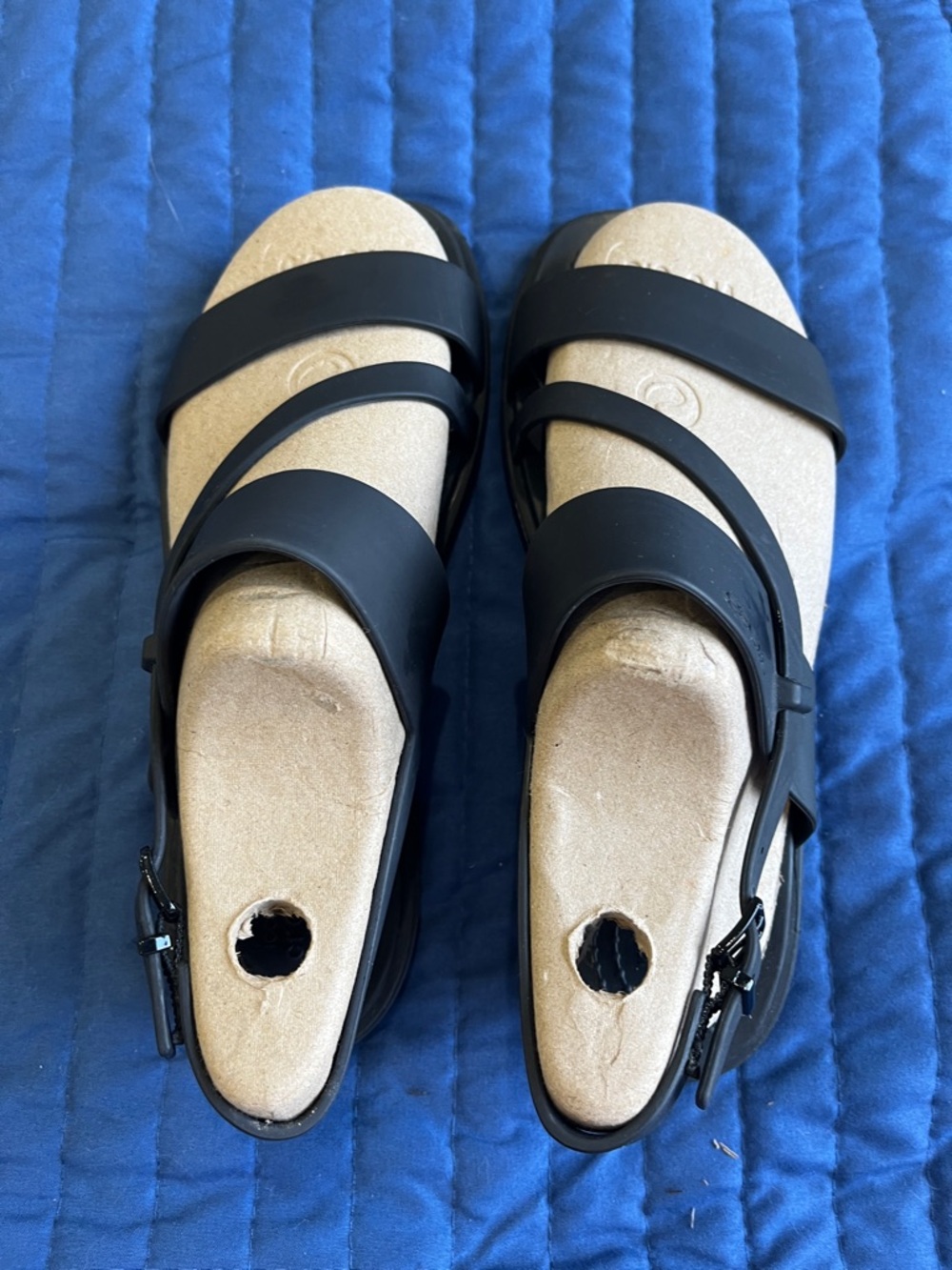 CROCS Black Strappy Slide Sandals